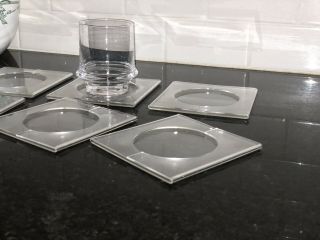 Set / 6 Vintage 1970s Lucite Coasters MCM milo Hollis Jones Era Palm Beach CHIC 4