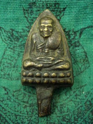 Phra Lp Tuad Pim Taoreed Old Figure Back Text Power Protect Thai Buddha Amulet