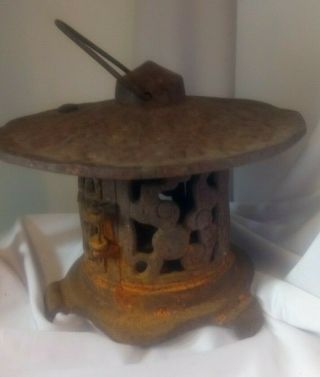 Metal,  Antique Heavy Cast Iron Garden Lantern