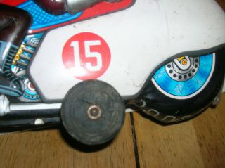 Vintage 1950s JapanESE E.  D BRAND TIN MOTORCYCLE RACER NO 15 7