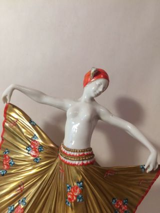 Antique Art Deco Dancer Aelteste Volkstedter Porcelain Nude Figurine M Muster