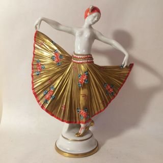 Antique Art Deco Dancer AELTESTE Volkstedter porcelain Nude figurine M Muster 2