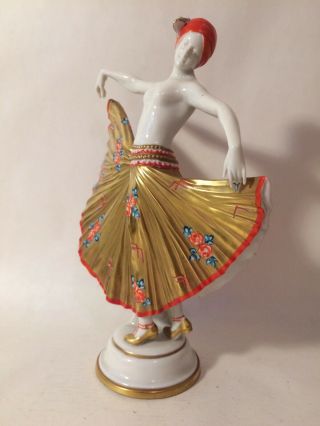 Antique Art Deco Dancer AELTESTE Volkstedter porcelain Nude figurine M Muster 6