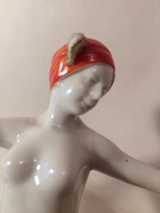 Antique Art Deco Dancer AELTESTE Volkstedter porcelain Nude figurine M Muster 8