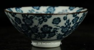 Chinese Antique Hand - Made Blue And White Porcelain Plum Blossom Pattern Bowl A02