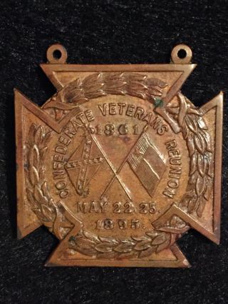 Fifth Annual Confederate Veterans Reunion 1895 Souvenir Medal Houston Tx