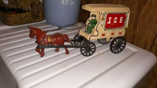 Antique Kenton Ice Wagon (cast Iron Toy)