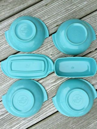 Mid - Century Modern Atomic TURQUOISE BOONTON WINGED BOWLS & BUTTER DISH Melamine 3