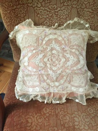 Antique Lace Pillow Case Tambour Lace