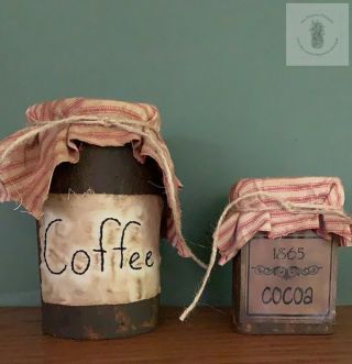 Primitive Coffee And Cocoa Pantry Jar Grubby Cupboard Tuck Early Look Homestead