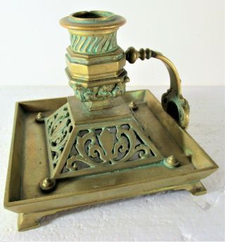 Bradley & Hubbard Aesthetic Period Heavy Brass Finger Candle - Holder Woman 