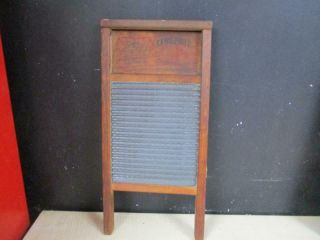 Vintage The Zinc King - Lingerine National Washboard Co.  Wood Wash Board 703 Usa