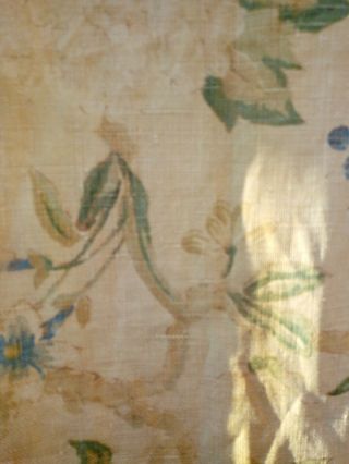 Antique 1920s 1910s Linen Floral Curtain Panels