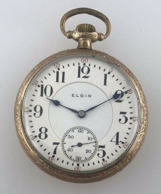 Elgin S.  W.  C.  Co Father Time 20 Years Gold Filled Open Face Pocket Watch
