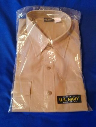 Authentic U.  S.  Navy Originals Khaki Long Sleeved Uniform Shirt 16 1/2 34 35