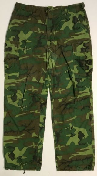Orig 1968 Dated Erdl Cotton Poplin Rip - Stop Jungle Fatigue Trousers,  Large Long