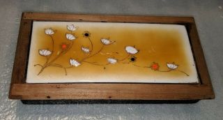 Mid Century Gerte Hacker Wood Box Flowers Enamel On Copper