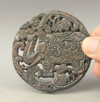 Chinese Old Natural Jade Hand - Carved Elephant Pendant 2.  6 Inch