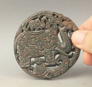 Chinese old natural jade hand - carved elephant pendant 2.  6 inch 2