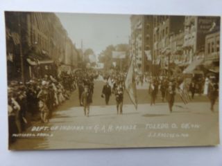 Dept.  Of Indiana In G.  A.  R.  Parade Toledo,  Ohio Real Photo Postcard