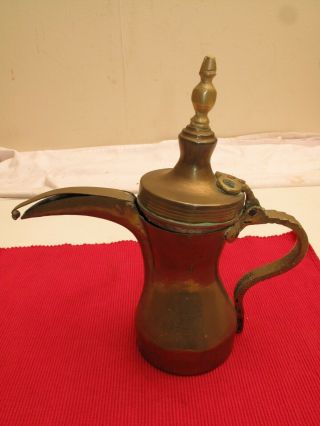 VTG ANTIQUE DALLAH COFFEE POT TIBETAN CHINESE BRASS TURKISH MIDDLE EASTERN 3