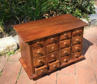 Vintage Wood Antique Spice Apothecary Cabinet Chest Folk Art