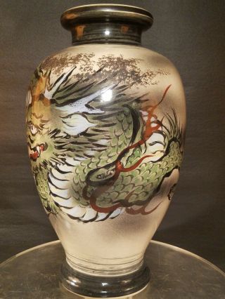 Antique Hand Painted Japanese Dragon Vase 2
