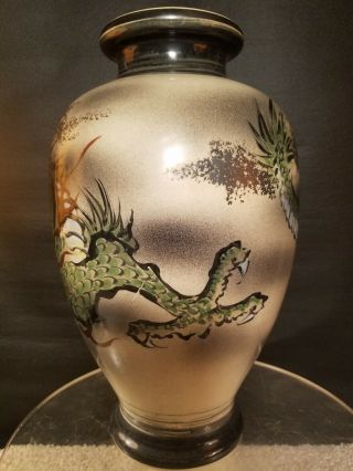 Antique Hand Painted Japanese Dragon Vase 3