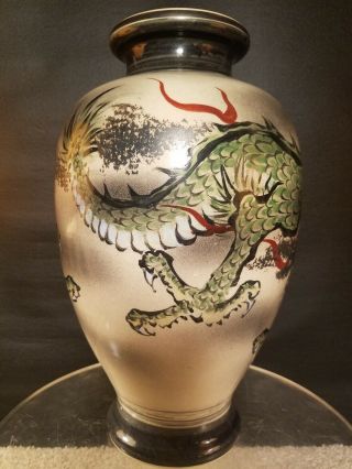 Antique Hand Painted Japanese Dragon Vase 4