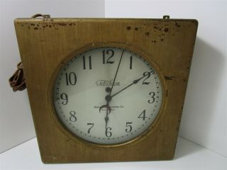 Vintage Telechron Wall Clock Glass Display Wood Casing W/ Power Cord