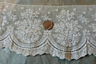 Antique French Wide Machine Made Rose Valenciennes Lace Bridal,  Dolls 40 " X 4 "