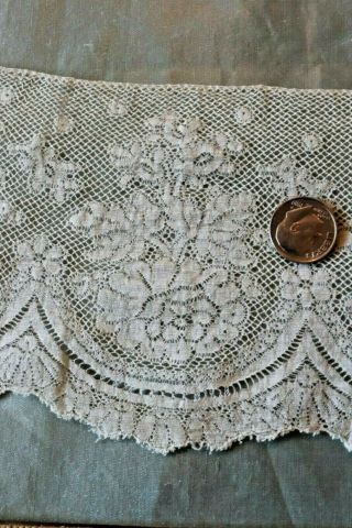 Antique French Wide Machine Made Rose Valenciennes Lace Bridal,  Dolls 40 