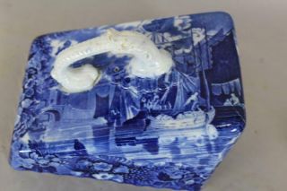 RARE 19TH C HISTORICAL BLUE COVERED CHEESE WHEEL HOLDER WEDGEWOOD 