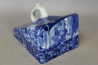 RARE 19TH C HISTORICAL BLUE COVERED CHEESE WHEEL HOLDER WEDGEWOOD 