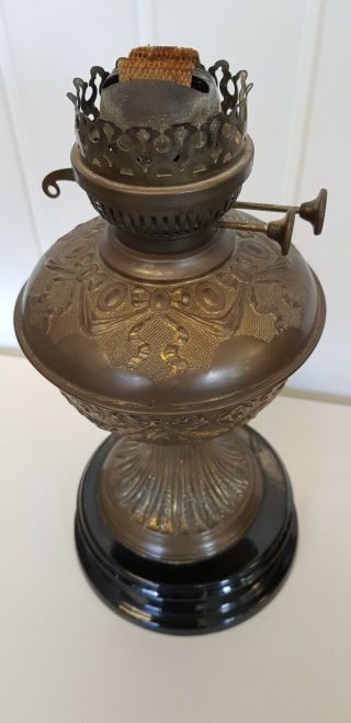 Brass And Glazed Pottery Oil Lamp Base Vgc