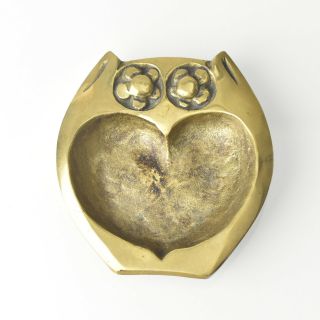 Swiss Mid Century Modern Cast Bronze Owl Juwelry Pin Tray Signed Steinlin