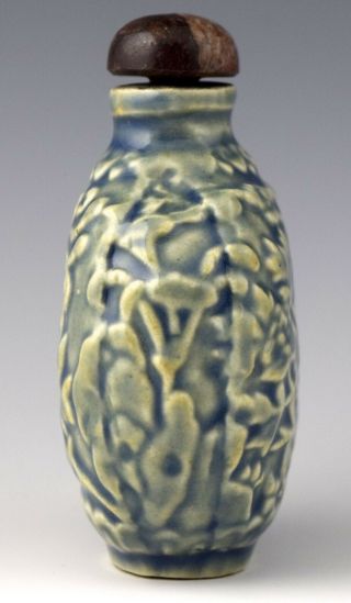 2 7/8” Antique Chinese Porcelain Signed Snuff Bottle w Bird - MH 12 2