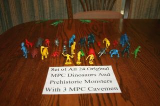Complete Vintage Mpc Playset Of 24 Dinosaurs And Prehistoric Monsters 14 - Marx
