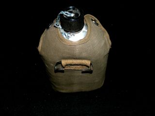 Vintage Wwii Us Military Army Green Metal Aluminum Canteen W/cover Made In Japan