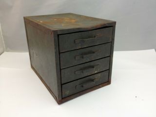 Vintage Industrial Machinist Small Metal Cabinet With 4 Drawers