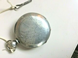 1887 Elgin 18s 11j Pocket Watch 2037789 Key Wind Key Set Coin Silver 2