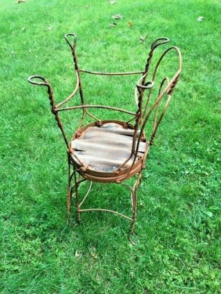 Vintage ice cream parlor chair twisted heart wrought iron 4