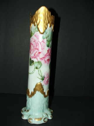 Antique/vintage Leonard Vienna Austria Large Rose Floral Vase 14 " Tall