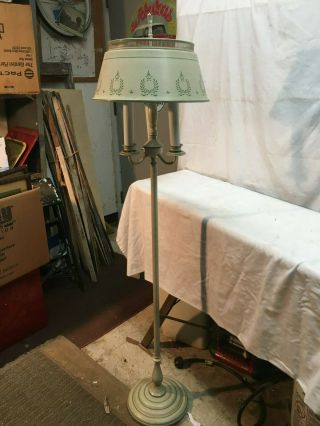 Vintage Mid Century Tole Floor Lamp 55in Country Cottage Farm House 3 Way Light