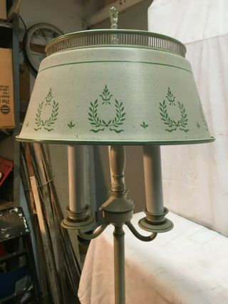 Vintage Mid Century Tole Floor Lamp 55in Country Cottage Farm House 3 Way Light 3