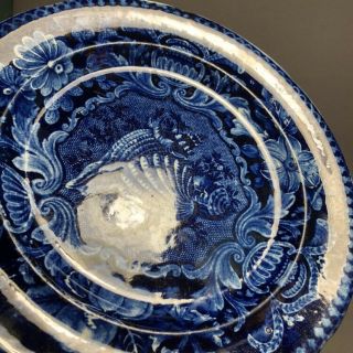 Dark Blue Staffordshire Pottery Joseph Stubbs Pearlware Shell Plate 3