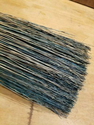 PRIMITIVE ANTIQUE MID 1900 ' S OLD HEARTH OR FIREPLACE BROOM BLUISH COLOR - REMAINS 3