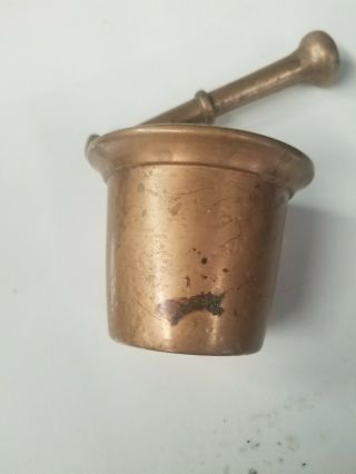 ANTIQUE BRASS MORTAR & PESTLE SET 6