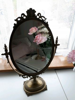 Vintage Decorative Brass Antique Style Dressing Table Mirror