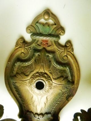 Vintage Cast Aluminum Electric Wall Light Fixture 2 Candle Sconce Arts & Crafts 4